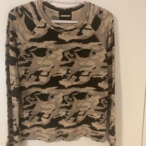 Monrow long sleeved Camo Crew top